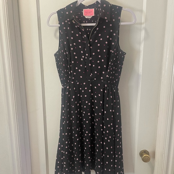 Kate Spade Floral Sleeveless Dress, Black with Pink tiny flowers | Size 2 - Picture 11 of 11